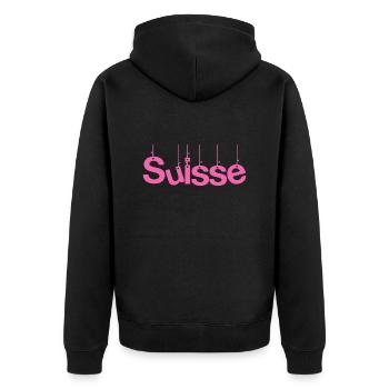 SUISSE. PAYS. GENEVE. SUISSE. HUMOUR - Veste à capuche bio Premium Unisexe - noir - Dos - Nico (187cm)