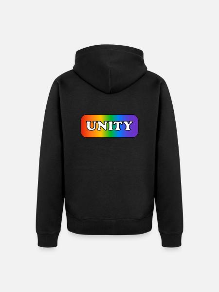 Unity rainbow LGBTQ pride - Unisex Premium Organic Zip Hoodie - black