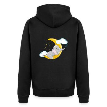 Cute baby elephant sleeping on the moon - Unisex Premium Organic Zip Hoodie - black - Back - Nico (187cm)