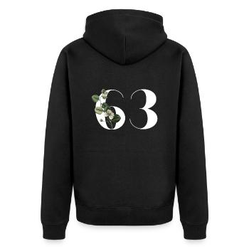 Nummer 63 Blumengrün - 63. Blumengeburtstag - Unisex Premium Bio Zip Hoodie - Schwarz - Hinten - Nico (187cm)