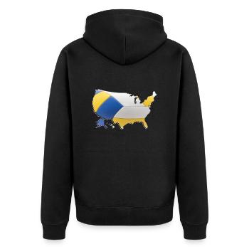 USA | echter Volleyball | Landkarte - Unisex Premium Bio Zip Hoodie - Schwarz - Hinten - Nico (187cm)
