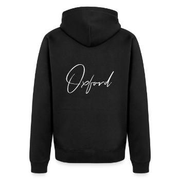 Oxford - Unisex Premium Organic Zip Hoodie - black - Back - Nico (187cm)