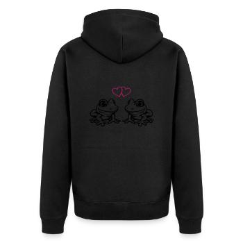 grenouille bande dessinée amour - Veste à capuche bio Premium Unisexe - noir - Dos - Nico (187cm)