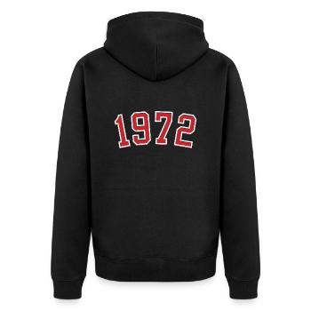 Sport year of birth 1972 - Unisex Premium Organic Zip Hoodie - black - Back - Nico (187cm)