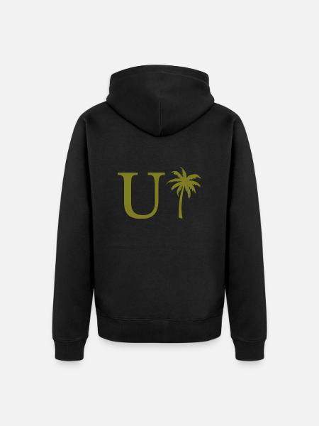 Letter u Green Palm - Unisex Premium Organic Zip Hoodie - black