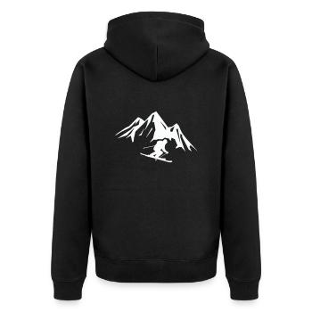 Ski Mountains - Unisex Premium Organic Zip Hoodie - black - Back - Nico (187cm)