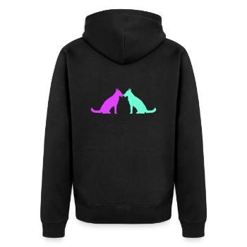 2 Dogs Love Heart Team Sitting Two Friends Couple - Unisex Premium Organic Zip Hoodie - black - Back - Nico (187cm)
