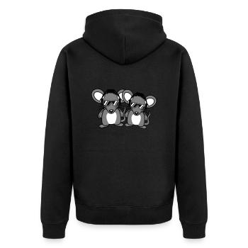 2 Mäuse Sonnenbrille Kopfhörer Party Musik hören - Unisex Premium Bio Zip Hoodie - Schwarz - Hinten - Nico (187cm)
