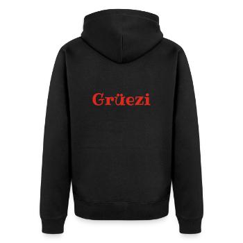 Grüezi - Schweiz - Switzerland - Swiss - Suisse - Veste à capuche bio Premium Unisexe - noir - Dos - Nico (187cm)