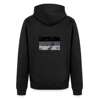 Shadow used blueline - Unisex Premium Bio Zip Hoodie - Schwarz - Hinten - Nico (187cm)
