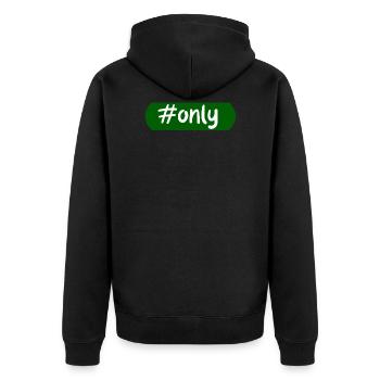 #Only, Hashtag, Einzigartig, Besonders, Social - Unisex Premium Bio Zip Hoodie - Schwarz - Hinten - Nico (187cm)