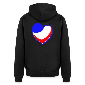 Frankreich Herz - Unisex Premium Bio Zip Hoodie - Schwarz - Hinten - Nico (187cm)