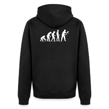 Handwerker Evolution Geschichte Geschenk lustig - Unisex Premium Bio Zip Hoodie - Schwarz - Hinten - Nico (187cm)
