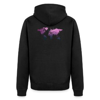 Weltkarte "Triangle" - Unisex Premium Bio Zip Hoodie - Schwarz - Hinten - Nico (187cm)