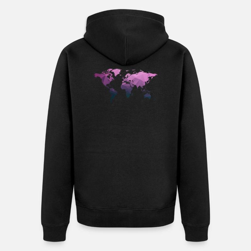 Carte du monde "Triangle" - Veste à capuche bio Premium Unisexe - noir