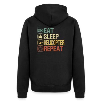 Helikopterpilot*innen - Unisex Premium Bio Zip Hoodie - Schwarz - Hinten - Nico (187cm)