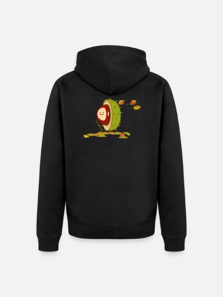 Funny chestnut hikes in autumn - Unisex Premium Organic Zip Hoodie - black