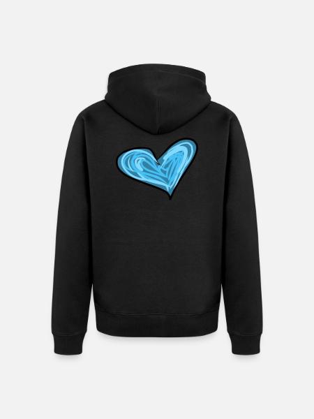 blue heart - Unisex Premium Organic Zip Hoodie - black