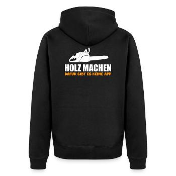 Baumfäller Geschenk - Unisex Premium Bio Zip Hoodie - Schwarz - Hinten - Nico (187cm)