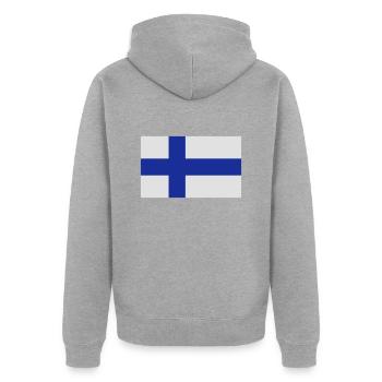 Drapeau national de la Finlande - Veste à capuche bio Premium Unisexe - gris chiné - Dos - Nico (187cm)