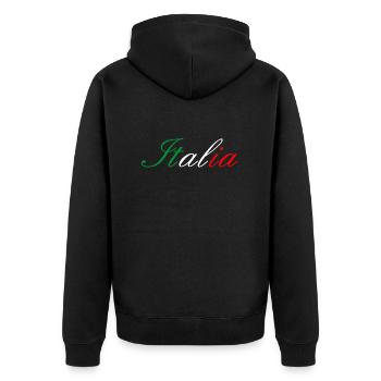 Italia writing color flag - Unisex Premium Organic Zip Hoodie - black - Back - Nico (187cm)