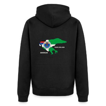 Borkum Urlaub Nordsee Holiday - Unisex Premium Bio Zip Hoodie - Schwarz - Hinten - Nico (187cm)