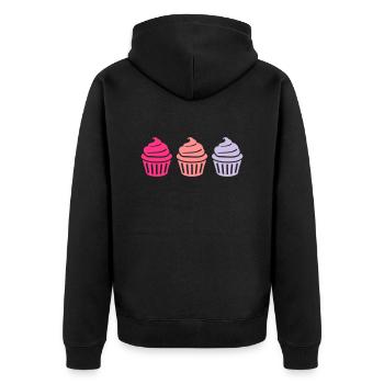 Cupcake - Unisex Premium Bio Zip Hoodie - Schwarz - Hinten - Nico (187cm)