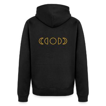 Mond - Unisex Premium Bio Zip Hoodie - Schwarz - Hinten - Nico (187cm)
