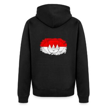 Franken Flagge - Vintage Look - Unisex Premium Bio Zip Hoodie - Schwarz - Hinten - Nico (187cm)