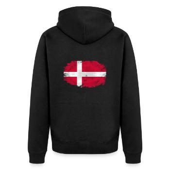Denmark Flag - Vintage Look - Unisex Premium Bio Zip Hoodie - Schwarz - Hinten - Nico (187cm)