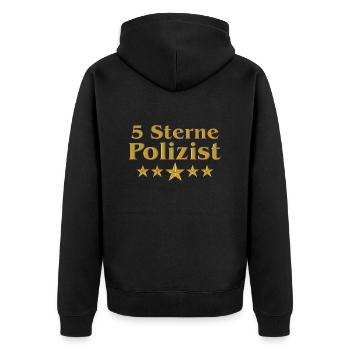 Goldene Serie - 5 Sterne Polizist - Unisex Premium Bio Zip Hoodie - Schwarz - Hinten - Nico (187cm)