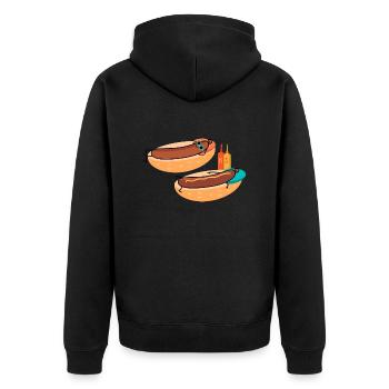 Hot sausages - Unisex Premium Organic Zip Hoodie - black - Back - Nico (187cm)