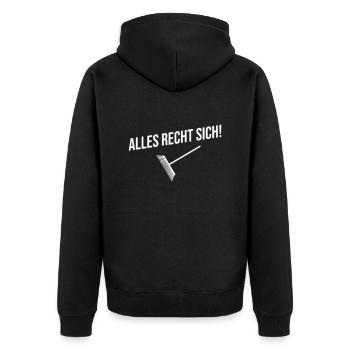 Alles recht sich - Unisex Premium Bio Zip Hoodie - Schwarz - Hinten - Nico (187cm)