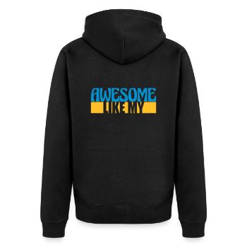 Template Vorlage Awesome Like - Unisex Premium Organic Zip Hoodie - black - Back - Nico (187cm)