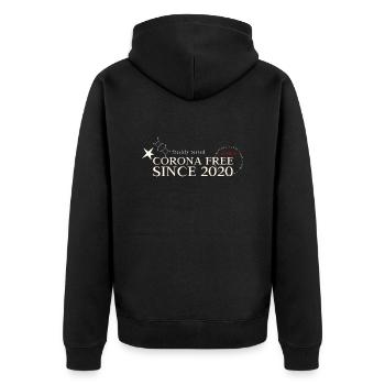 CORONA Free Since 2020 - geimpft und gesund ! - Unisex Premium Bio Zip Hoodie - Schwarz - Hinten - Nico (187cm)
