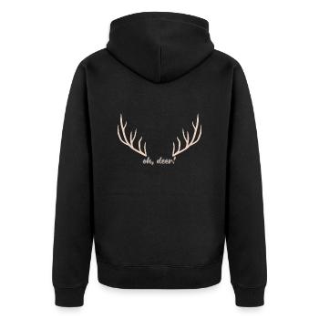 Christmas T-shirt | "Oh deer" - Unisex Premium Organic Zip Hoodie - black - Back - Nico (187cm)