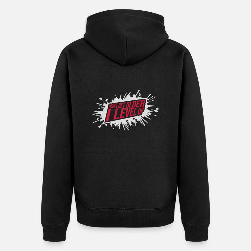 get older level up - Unisex Premium Bio Zip Hoodie - Schwarz