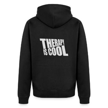 therapy is cool Quote - Unisex Premium Organic Zip Hoodie - black - Back - Nico (187cm)