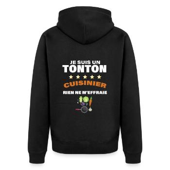 Tonton Cuisine Citation Humour Drôle Oncle - Veste à capuche bio Premium Unisexe - noir - Dos - Nico (187cm)