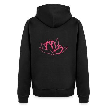 Tulpe - Unisex Premium Bio Zip Hoodie - Schwarz - Hinten - Nico (187cm)