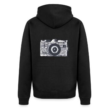 Fotograf Kamera Fotografen lustig Fotografieren - Unisex Premium Bio Zip Hoodie - Schwarz - Hinten - Nico (187cm)