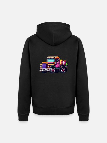 The No. 1 Pixel Truck - Unisex Premium Organic Zip Hoodie - black