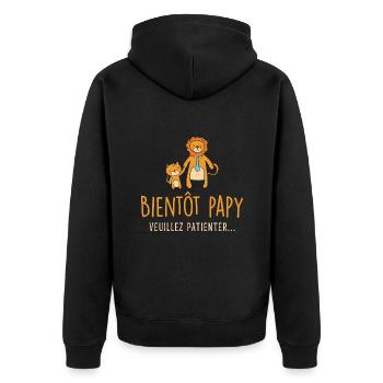 Bientôt Papy, Cadeau Grand-père, Papi, Futur Papy - Veste à capuche bio Premium Unisexe - noir - Dos - Nico (187cm)