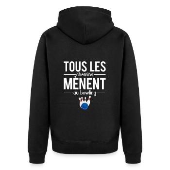 Tous les chemins mènent au bowling humour - Veste à capuche bio Premium Unisexe - noir - Dos - Nico (187cm)