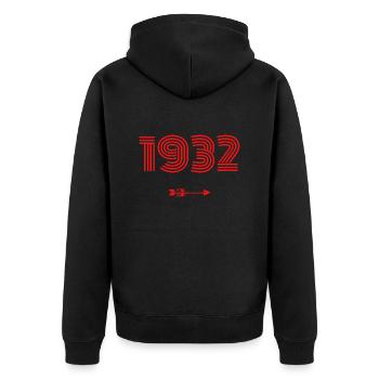 Jahrgang 1932 - Unisex Premium Bio Zip Hoodie - Schwarz - Hinten - Nico (187cm)