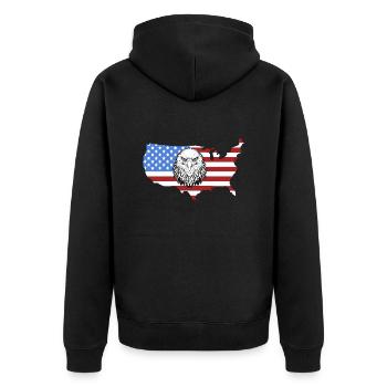Amerikanischer Stolz - Eine patriotische Karte - Unisex Premium Bio Zip Hoodie - Schwarz - Hinten - Nico (187cm)