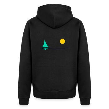 Meer und Boot - Unisex Premium Bio Zip Hoodie - Schwarz - Hinten - Nico (187cm)