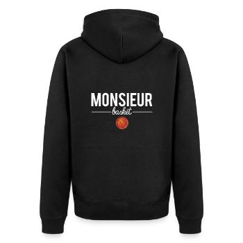 Monsieur basket blague basketball humour - Veste à capuche bio Premium Unisexe - noir - Dos - Nico (187cm)