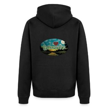 I Heart Spreewald grunge - Veste à capuche bio Premium Unisexe - noir - Dos - Nico (187cm)