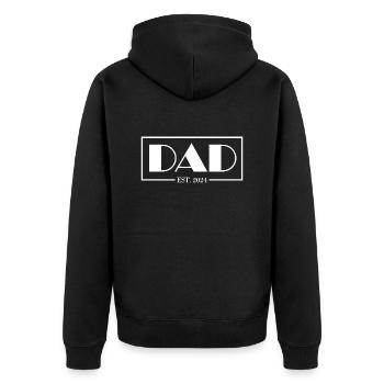 Maman papa établi, maman et papa tenue assortie - Veste à capuche bio Premium Unisexe - noir - Dos - Nico (187cm)